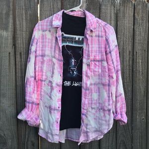 Upcycled distressed bleached flannel size Medium